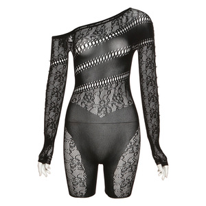 Pagliaccetti Casual a maniche lunghe a tinta unita da donna <span class=keywords><strong>tuta</strong></span> in Lingerie con <span class=keywords><strong>pizzo</strong></span> strass vedi Club estivo a rete cava - Product Image 6