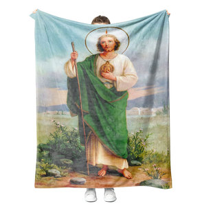 Mantas de Franela Personalizadas al por Mayor con Estampado de San Judas Tadeo, Mantas de Poliéster Cálidas y Suaves para Sofá, Mantas Pequeñas de Terciopelo - Product Image 4