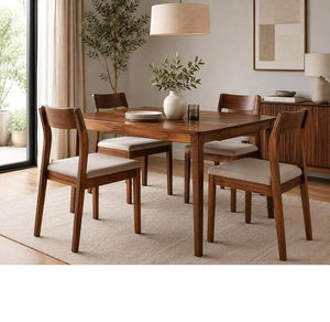 Solid Rosewood <b>Dining</b> <b>Chair</b> <b>Rustic</b> Teak Finish Wooden <b>Chair</b> for <b>Dining</b> Room Living Room Bedroom Home Furniture Set of 2 - Product Image 4