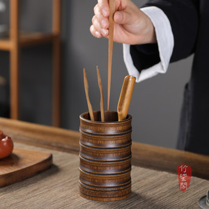 Bamboo <b>Tea</b> Ceremony Holder Cylinder Lacquered Bamboo Reusable <b>Tea</b> <b>Set</b> Accessories - Product Image 4