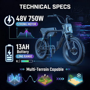 Vélo Tout-Terrain G01 G01 avec Pneus Larges, Moteur Brushless 750W, Batterie Lithium 48V, Autonomie 31-60km, Stock USA Europe, Usine OEM/ODM, Certifié CE - Product Image 3