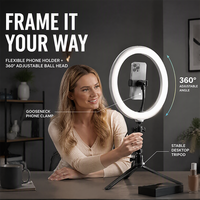 Hochwertiges 10-Zoll (26 cm) USB-betriebenes Selfie-Licht mit einstellbarer Farbtemperatur für Live-Streaming und Broadcast