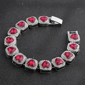 สร้อยข้อมือฮิปฮอปแฟชั่นผู้ชาย ประดับคริสตัลหรูหรา หินทับทิมสีแดง น้ำหนักเบา ผลิตจากโลหะผสม รับดรอปชิป ผลิตโดยตรงจากโรงงาน - Product Image 3
