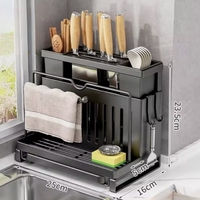 Étagère de rangement pour évier Porte-éponge multifonctionnel pour cuisine Étagère de rangement murale pour évier