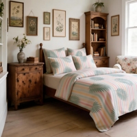 Parure de lit de luxe en tissu de coton, couette et couvre-lit, très vendue pour la chambre à coucher