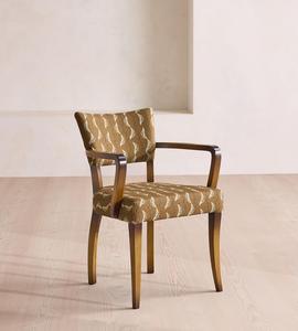 Sillón de Madera de Estilo Moderno de Mediados de Siglo con Tela con Estampado de Olivas y Brazos Curvos para Sala de Estar - Product Image 2