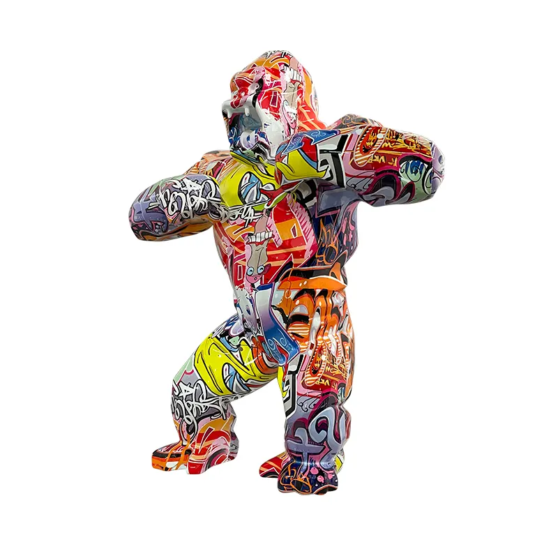 2021 klasik Modern sanat geometrik POP galeri fiberglas Gorilla dev heykeli heykel
