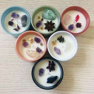 सोया मोम आवश्यक तेलों के साथ कपास बाती Aromatherapy मोमबत्तियाँ हीलिंग कण आध्यात्मिक उपहार के लिए महिलाओं ध्यान ग्लास मोमबत्ती - Product Image 3