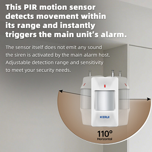 Système d'alarme de sécurité domestique KERUI avec haut-parleur puissant 115 dB, sirène antivol 433 MHz, détecteur infrarouge PIR et capteur de porte - Product Image 4