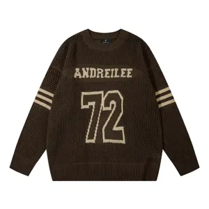 Groothandelaren Luxe Designer 100% Acryl Varsity Sweater Heren Trui Kabel Gebreide V-Hals Cricket Trui Heren