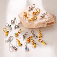 Breloques numérotées en acier inoxydable 304 plaqué PVD avec strass colorés, pendentifs chiffres courbes 0-9 pour la fabrication de bracelets et colliers DIY