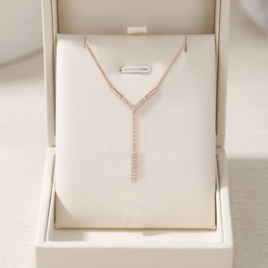 Hong Kong Wholesale Manufacturer Export Trendy Design Necklace Jewelry 18K <b>Solid</b> Rose <b>Gold</b> Natural Diamonds <b>Pendant</b> Necklace - Product Image 5