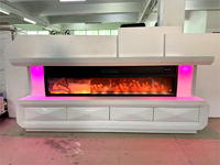 Meuble TV avec cheminée électrique miroir, haut-parleur Bluetooth et flammes multicolores – Offre spéciale Europe