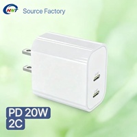 HNT 20W Pengisi Daya Cepat Dual Port PD USB C USB A Portabel Untuk iPhone 11 Hingga 16 Pro Max Ponsel Android