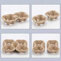 Plateau en pulpe de kraft biodégradable à 4 trous, porte-boissons, support jetable pour boissons à emporter, pour boissons froides