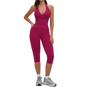 Ensemble de yoga léger et uni pour femme, taille élastique, coupe ample, décontracté, tendance, pour sports de plein air, trois pièces, manches longues 2026 - Product Image 2