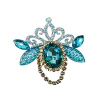Autocollants Bijoux de Visage Couronne Cristal Bleu Strass Auto-adhésifs pour Enfants Fête Festival