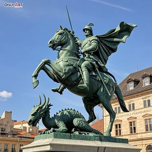 Grande fusione in bronzo che tiene crocifisso spada lancia cavallo Slay drago inghilterra patrono a grandezza naturale St <span class=keywords><strong>George</strong></span> statua in ottone - Product Image 5