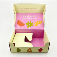 Boîte d'emballage florale de luxe double face gaufrée et imprimée avec insert, boîte d'expédition en carton ondulé recyclable pour abonnement de fleurs