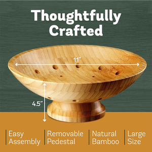 Frutero <span class=keywords><strong>de</strong></span> Bambú Ecológico al por Mayor con Orificios <span class=keywords><strong>de</strong></span> Ventilación, Cesta Redonda <span class=keywords><strong>de</strong></span> Bambú con Pedestal para Almacenamiento en la Encimera <span class=keywords><strong>de</strong></span> la Cocina - Product Image 2