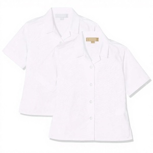 Chemise unisexe blanche à manches courtes pour uniforme scolaire, boutonnée sur le devant, en tissu Oxford de coton, pour adultes, idéale pour l'école - Product Image 4