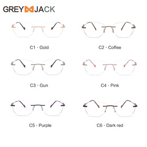 Monturas de Gafas Ovaladas sin Aro Gris Jack, Metálicas, Anti Luz Azul, Unisex, Lentes de PC, Diseño Wenzhou - Product Image 1