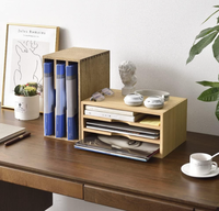 Organisateur de bureau moderne multifonctionnel en bois massif naturel écologique à trois niveaux, finition lisse, directement de l'usine, pour la maison et le bureau