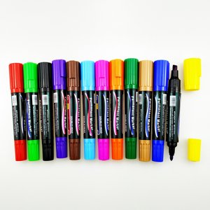 12 Colors Double Head Two Tips Flat Tip Permanent <b>Marker</b> <b>Pen</b> Set for Paper Use Plastic Box Pack - Product Image 2