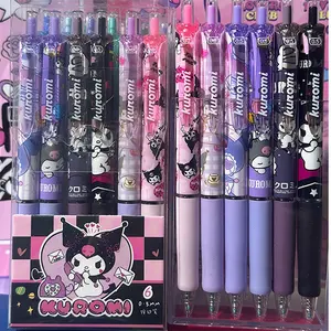 6Pcs/Set Kawaii sanrios Kuromi kt cat 0.5mm Gel Pens Set Cute Black Pen Cartoon School Student Stationery Supplies Gift