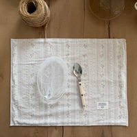 Set de table carré en coton rose à motif floral de dessin animé, tapis de table gaufré jacquard décoratif pour la salle à manger à la maison