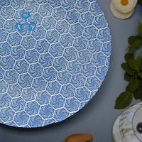 Assiette de Présentation de Luxe en Verre de 13 Pouces, Technique Émaillée Colorée, Ensemble de Vaisselle Décorative pour Dîner et Banquet, Assiette de Mariage
