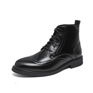 Bottes Homme Grande Taille 46 Mi-Mollet à Bout Pointu en PU avec Semelle Extérieure en Caoutchouc, Nouvelle Collection Automne, Style Britannique, pour le Commerce Transfrontalier - Product Image 1