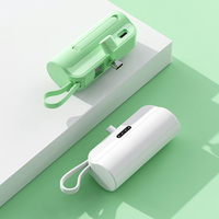 Power Bank OEM Mini 5000mAh Pengisian Cepat dengan Kabel Tipe-C & Tali Gantungan Terintegrasi - Pengisi Daya Portabel untuk iPhone & Ponsel Android
