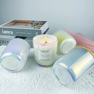 Vente en gros bocaux à bougies en verre arc-en-ciel colorés pas cher clair blanc bleu rose 10oz à fond rond avec couvercle pour la fabrication de bougies - Product Image 3