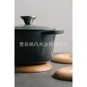 Soporte de madera para ollas, resistente al calor, posavasos redondo, reposacucharas para uso en la cocina - Product Image 3