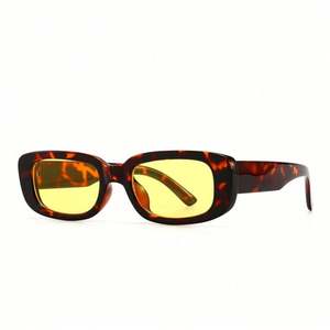 Vente en gros de lunettes de soleil vintage pour hommes et femmes, monture rose léopard, UV400, monture carrée de petite taille - Product Image 6