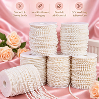 Guirlande de perles rondes en ABS imitation nacre 3/4/5 mm pour décorations de fête et de sapin de Noël