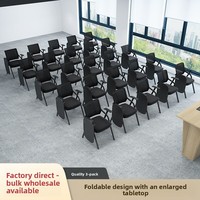 Chaise de bureau avec tablette d'écriture, table de formation pliable, style nordique, tissu non tissé et structure en acier, empilable, capacité de charge de 150 kg