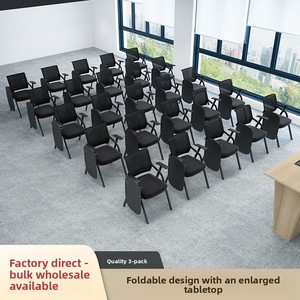 Chaise de bureau avec tablette d'écriture, table de formation pliable, style nordique, tissu non tissé et structure en acier, empilable, capacité de charge de 150 kg - Product Image 5