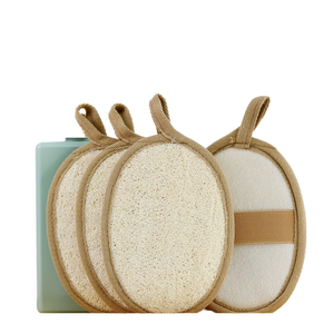 Éponge de bain exfoliante naturelle grise en loofah, brosse manuelle pour le <span class=keywords><strong>corps</strong></span>, élimination des peaux mortes, 9x12cm ronde, pour la douche et le bain - Product Image 2