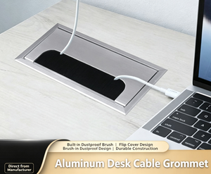 Cubierta de cable de aluminio con diseño cuadrado oculto para orificio de cableado, para escritorio de oficina, mesa de conferencias, pasacables, fabricado en China - Product Image 3
