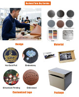 Sous-verres ronds en cuir véritable marron foncé faits à la main, lot de 4, en cuir PU LG-D036 pour la maison et le bureau