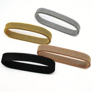 Bracciale primavera VEROMCA placcato oro nero maglia elasticizzata Design gioielli bracciale in acciaio inox da uomo - Product Image 6