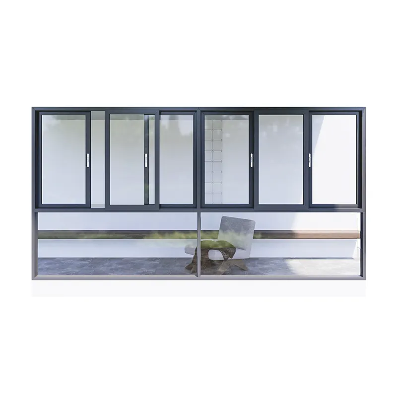 뜨거운 판매 알루미늄 슬라이딩 창 공공 건물 아르곤 가스 충전 강화 유리 고품질