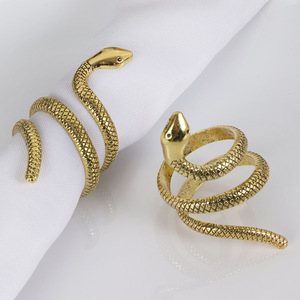 Neues Design Französisch Vintage Edelstahl vergoldet unregelmäßige Schlange Schlange Open Servietten ring für Hochzeits geburtstags feier - Product Image 1