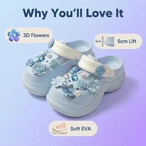 Zapatos de Tacón Alto para Mujer, Diseño Premium con Flores Azules en 3D, Transpirables, Perforados e Impermeables, para Interiores y Exteriores, 5 cm - Product Image 6