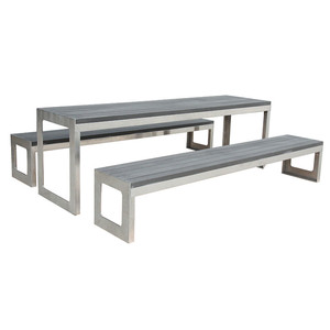 Ngoài Trời 6 Chân 8 chân tái chế nhựa gỗ Dã Ngoại bảng và băng ghế dự bị đặt bên ngoài nhà hàng thương mại di động dài bàn ăn - Product Image 1