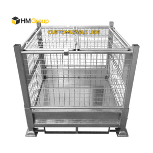 Индивидуальные сверхпрочные складные штабелируемые промышленные сетчатые металлические транспортные ящики - Product Image 3