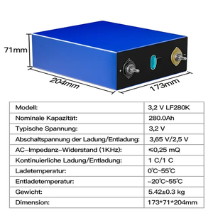 Sel Baterai Lifepo4 Eu Stock 280Ah Grade A Prismatic Lf280K <span class=keywords><strong>3.2</strong></span> V Volt 3.2V Lfp 280 Ah Amp Hr 280Ah - Product Image 2