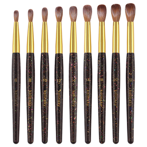 Juego de 9 Pinceles de Uñas Kolinsky de Primera Calidad con Mango Negro Brillante para Manicura Acrílica, Salón y Uso Personal - Product Image 2